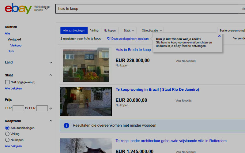 Ebay Real Estate om onroerend goed te kopen en verkopen