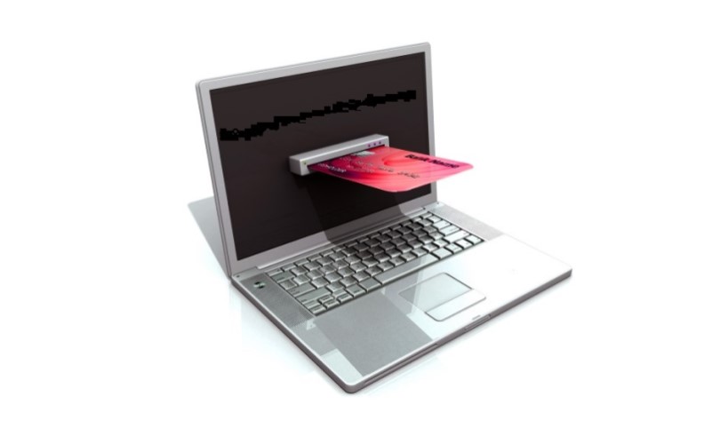 Laptop with credit card